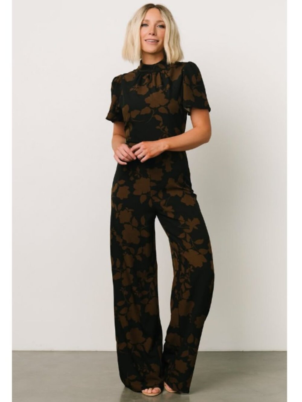 NWT Baltic Born Langham Mock Neck Jumpsuit Espresso Black Brown Medium